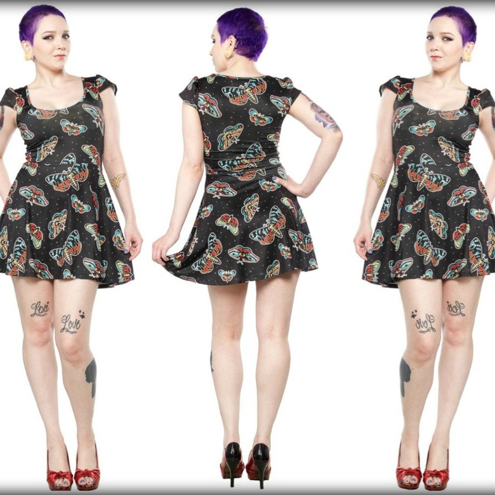 Sourpuss [PLUS] Death’s Head Moth Skater Dress